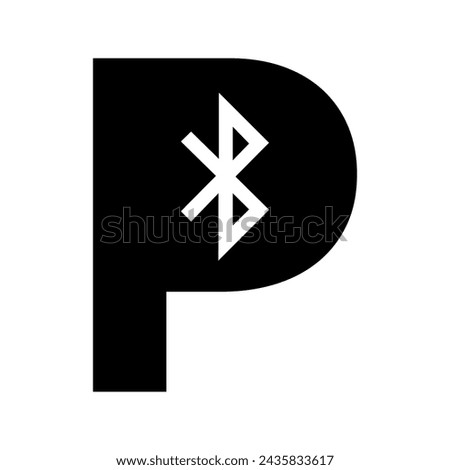 Initial Bluetooth Logo combine with letter P vector template