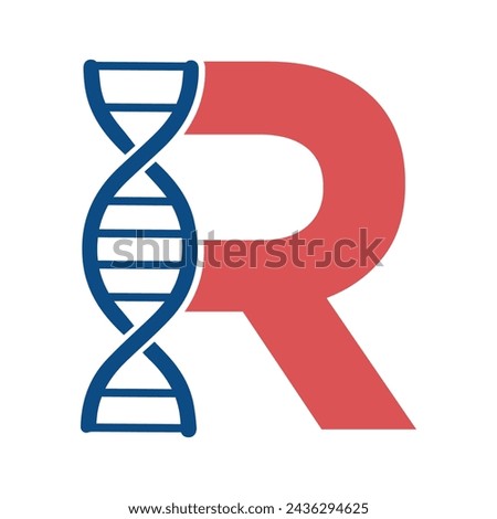 Initial Dna Logo combine with letter R vector template