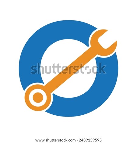 Wrench logo combine with letter O vector template