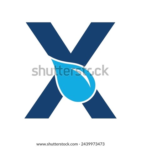 Initial Water Logo combine with letter X vector template