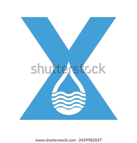 Water Logo combine with letter X vector template