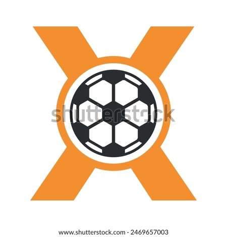 Football Logo combine with letter X vector template