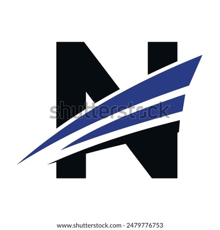 Initial Speed boat Logo combine with letter N vector template