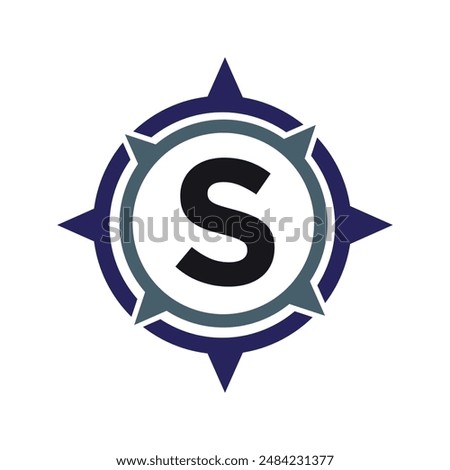 Initial compass Logo combine with letter S vector template