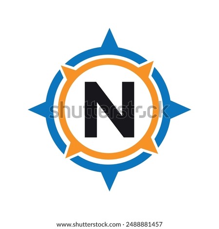 Initial compass  Logo combine with letter N vector template