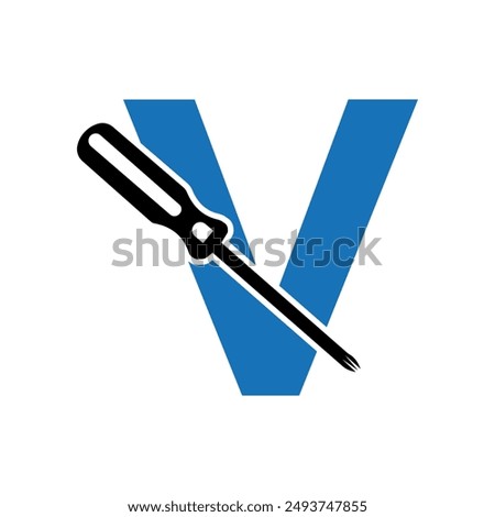 Electrical tools Logo combine with letter V vector template