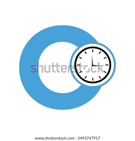 Clock Logo combine with letter O vector template