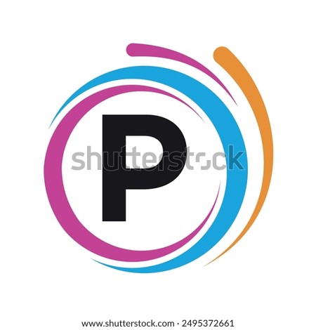 Initial laundry Logo combine with letter P vector template