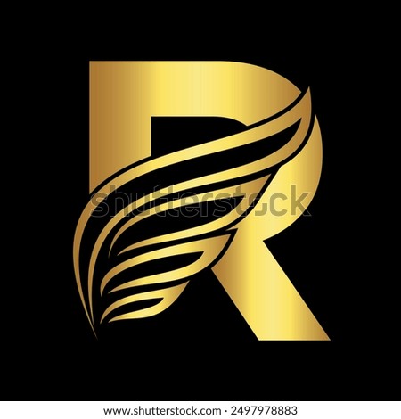 Falcon wing Logo combine with letter R vector template