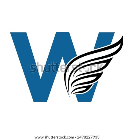 Falcon wing Logo combine with letter W vector template