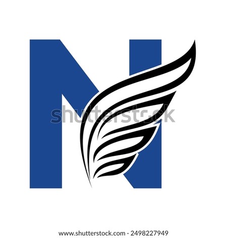 Falcon wing Logo combine with letter N vector template