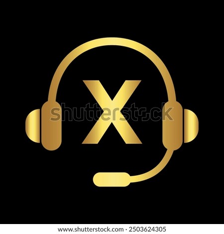 Initial headphones Logo combine with letter X vector template