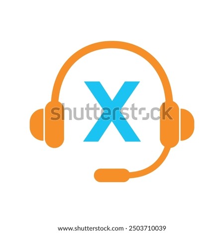 Headphones Logo combine with letter X vector template