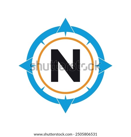 Compass Logo combine with letter N vector template