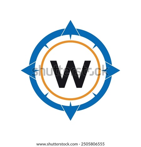 Compass Logo combine with letter W vector template