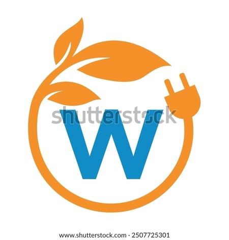 Electric Leaf Logo combine with letter W vector template