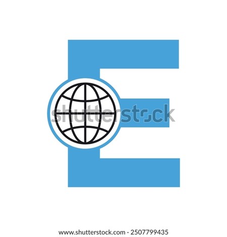 Initial global Logo combine with letter E vector template