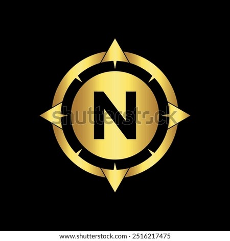 Initial Compass Logo combine with letter N vector template