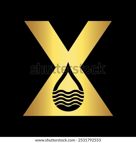 Water Logo combine with letter X vector template