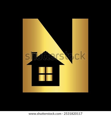 Home Logo combine with letter N vector template