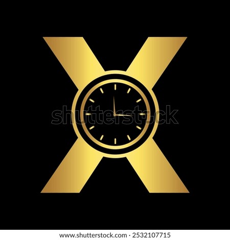 Clock Logo combine with letter X vector template