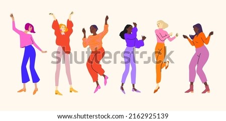 Dancing girls isolated on white background. Dance party illustration