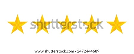 Five stars, the rating icon, are isolated on a white background.