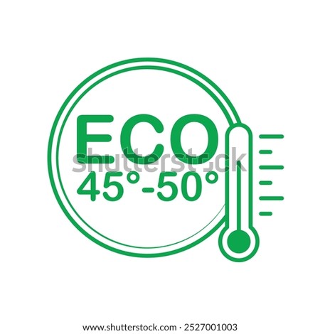 Eco mode: temperature 45-50°C, green thermometer icon with heat level.