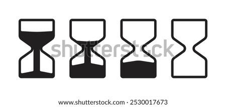 A set of hourglass icons with different levels of sand: full, empty, partially filled.