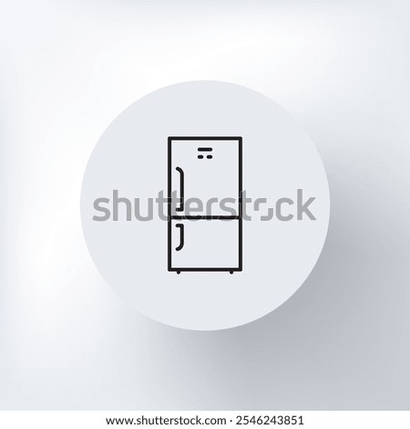 Minimalistic icon of a two-door refrigerator in a circle with a light gray background.