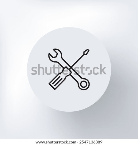 A minimalist wrench and screwdriver icon indicating repair work in a circle on a light gray background.