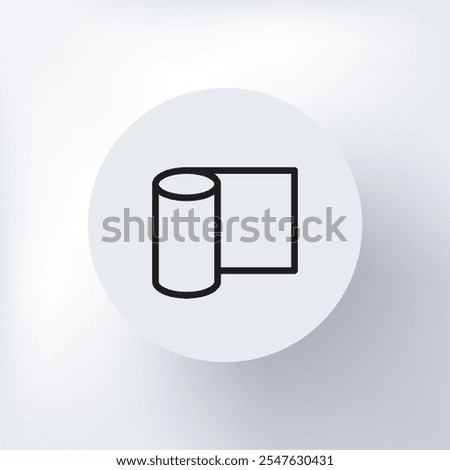 Linear icon of a roll of paper or medical bandage in a circle on a light gray background, minimalist style.