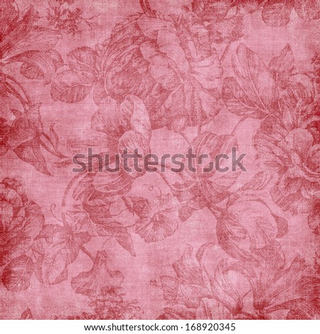 Cabbage rose pattern on faux fabric pattern.