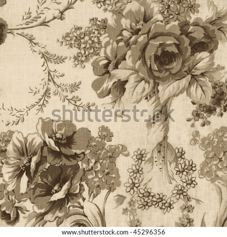 Natural and brown cabbage rose floral fabric design