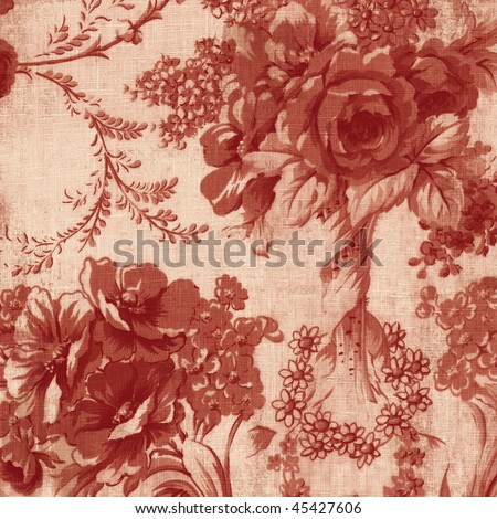 Red ivory cabbage rose fabric pattern