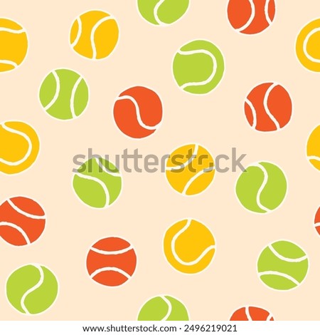 Bunch of Tennis Ball Vector Seamless Pattern illustration Design