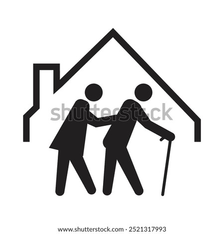 Nursing home icon design. Containing senior, retirement, caregiver, accessibility, health, care, pensioner, generation, hospice, ageing. isolated on white background
