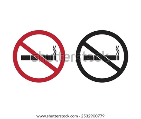 Set of Non smoking icon. Stop, no smoking sign. smoking prohibition sign, Vector Illustration.