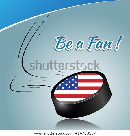 Ice hockey puck with a national flag. Vector puck element. 