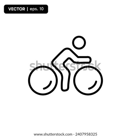 biker icon, ride bicycle, concept travel and tourism, mountain cyclist, thin line web symbol on white background. vector eps 10