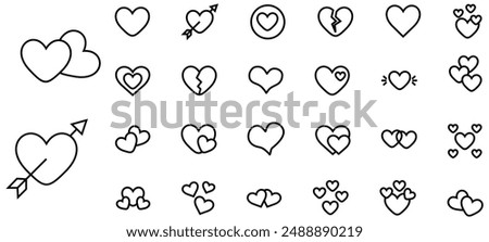 Heart Editable Icons Set. Vector illustration in thin line style of Shape love icons love hear and more