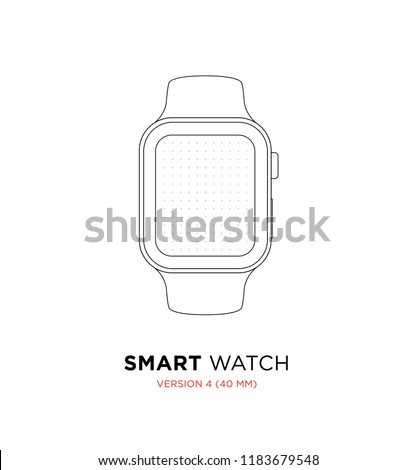 Vector Wireframe Display Template with Dotted Paper - App Mockup for 40mm Smartwatch similar to Apple Watch Series 4