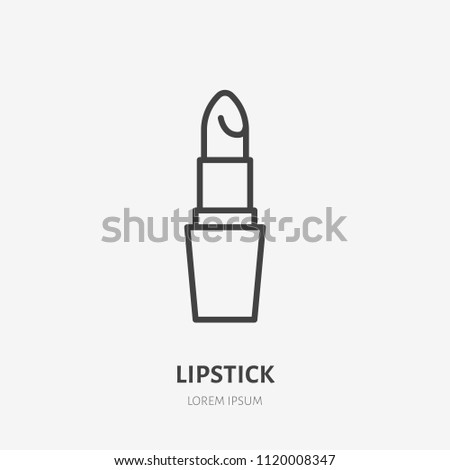 Lipstick flat line icon. Beauty care sign, illustration of makeup. Thin linear logo for cosmetics store.