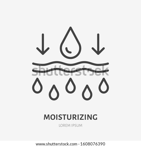 Moisture line icon, vector pictogram of moisturizing cream. Skincare illustration, sign for cosmetics packaging.