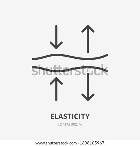 Elasticity line icon, vector pictogram of elastic material. Skincare illustration, anti wrinkle, facelift sign for cosmetics packaging.