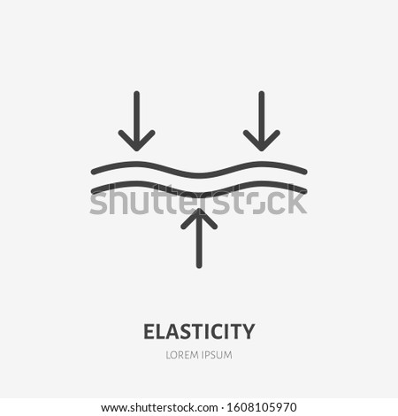 Elasticity line icon, vector pictogram of elastic material. Skincare illustration, anti wrinkle, facelift sign for cosmetics packaging.