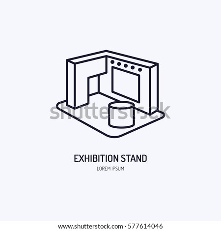 Exhibition banner stand vector line icon. Advertising sign