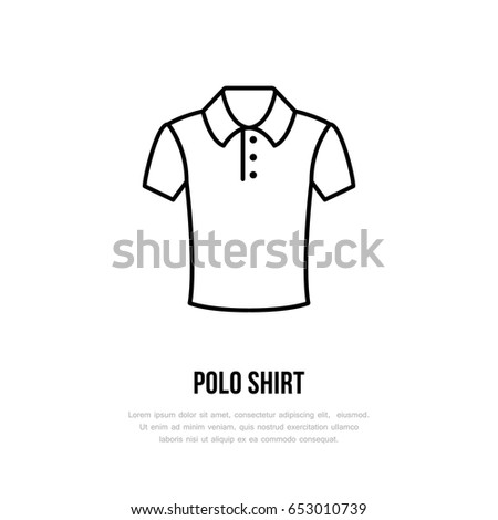 Polo shirt icon, clothing shop line logo. Flat sign for apparel collection. Logotype for laundry, clothes cleaning.