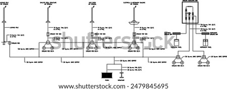 Vector silhouette illustration sketch detailed design engineering diagram grounding equalizer high voltage lightning arrester