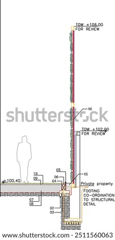 Vector sketch, silhouette illustration, Roadside Planting Section Details image design for greening city parks